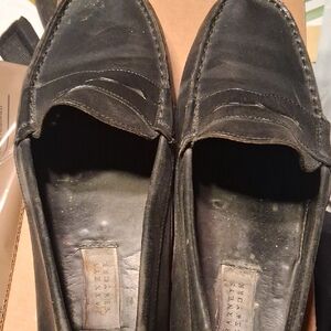 Barneys New York Classic Black Leather Loafers